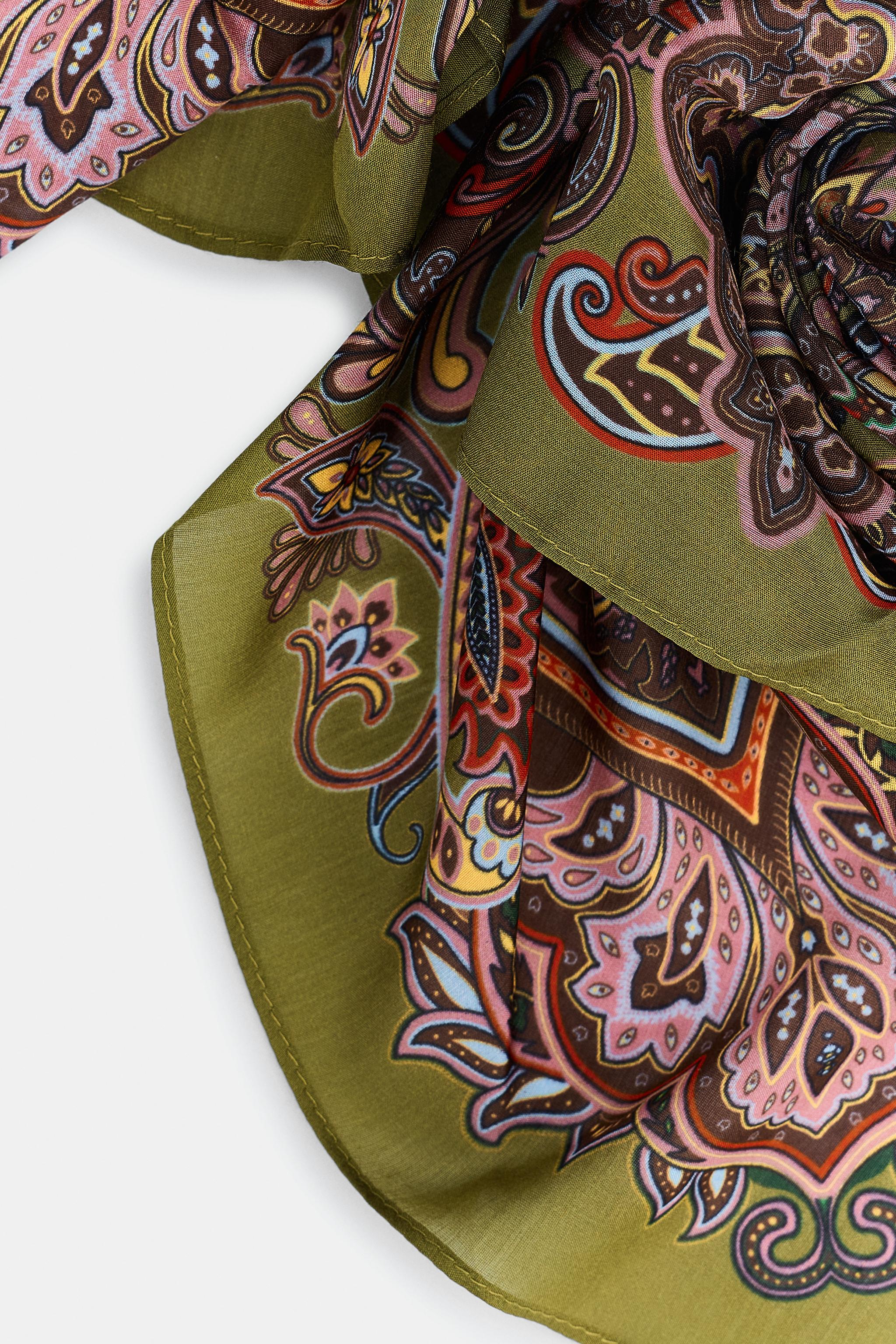 PAISLEY PRINT VISCOSE SILK BLEND SCARF